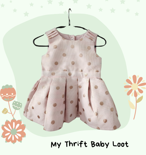 Preloved pink polka dots dress (6-9 months)